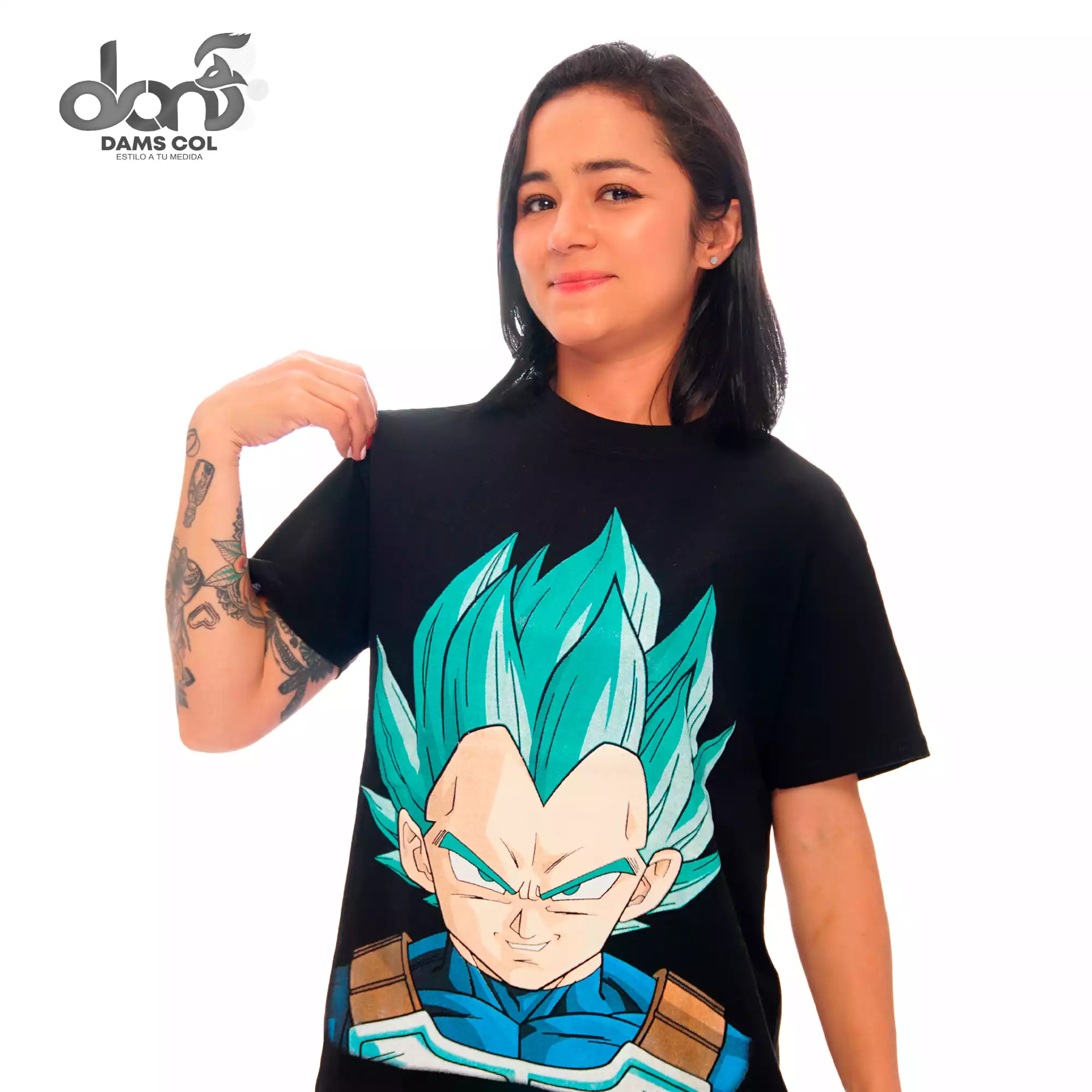 CAMISETA DBZ VEGETA DIOS UNISEX  COLOR NEGRO DAMS COL