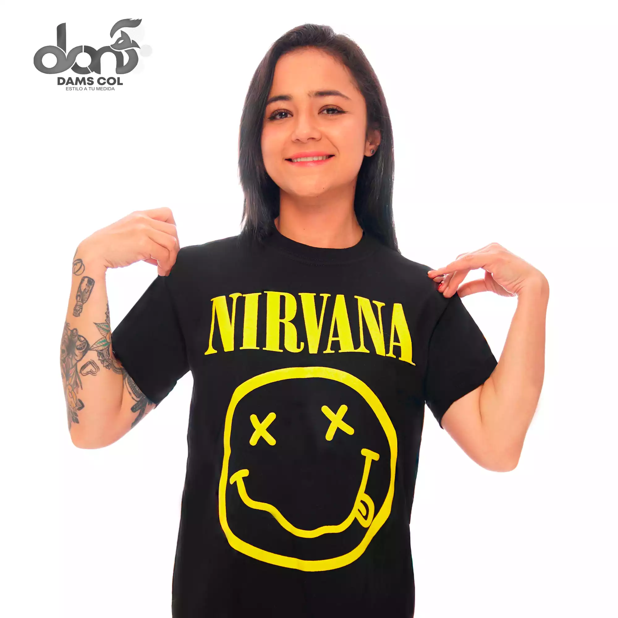 CAMISETA NIRVANA UNISEX COLOR NEGRO DAMS COL