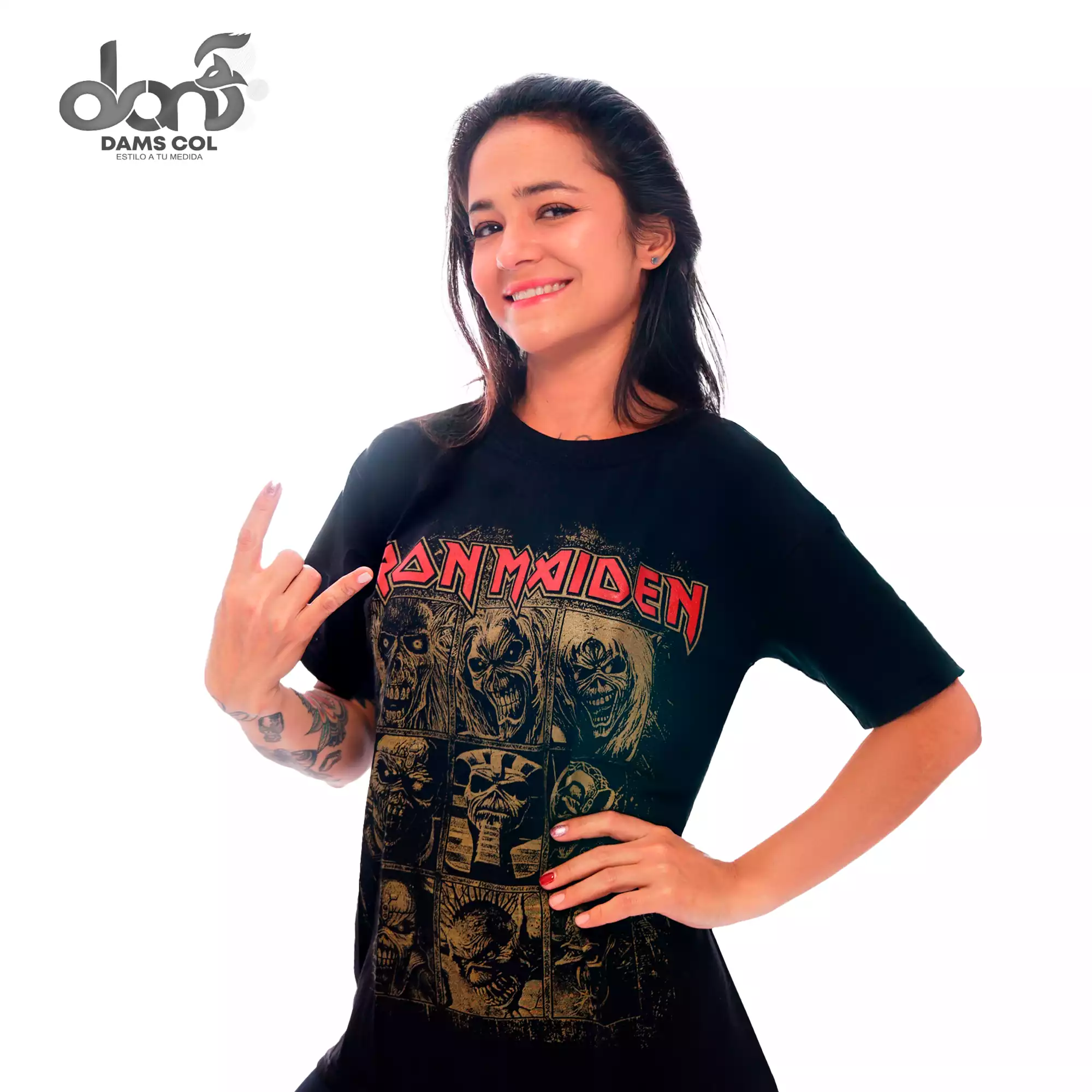 CAMISETA  IRON MAIDEN UNISEX   COLOR NEGRO DAMS COL