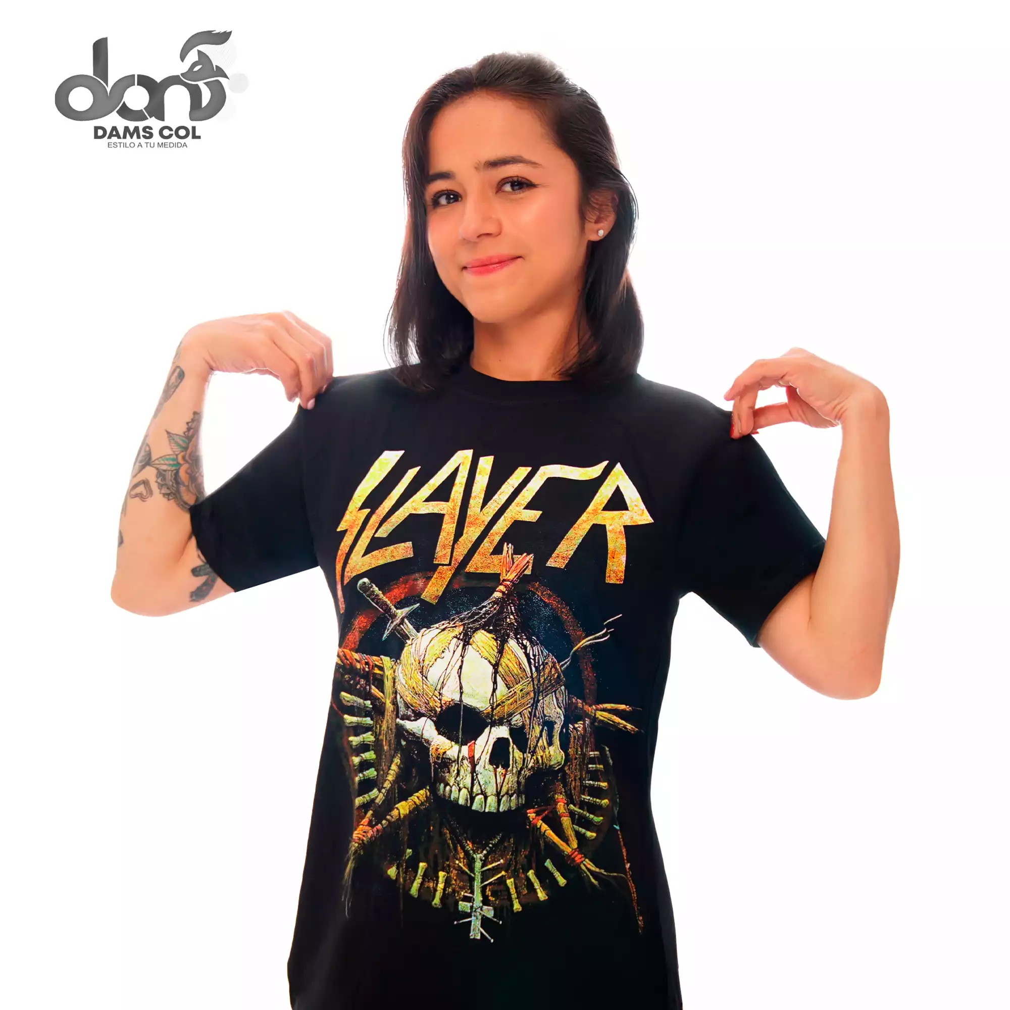 CAMISETA SLAYER BANDA UNISEX  COLOR NEGRO DAMS COL