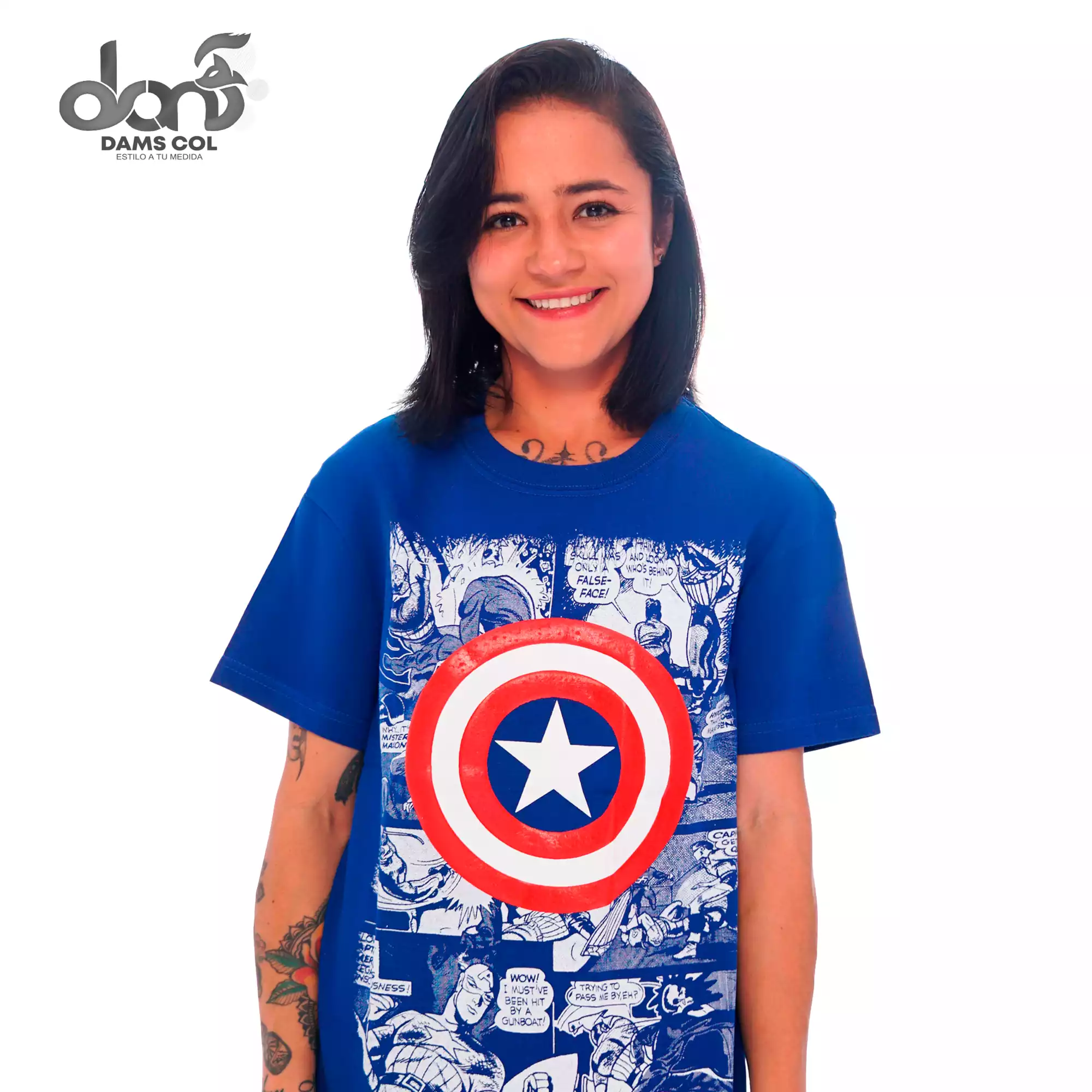CAMISETA CAPITAN AMERICA UNISEX  COLOR AZUL DAMS COL