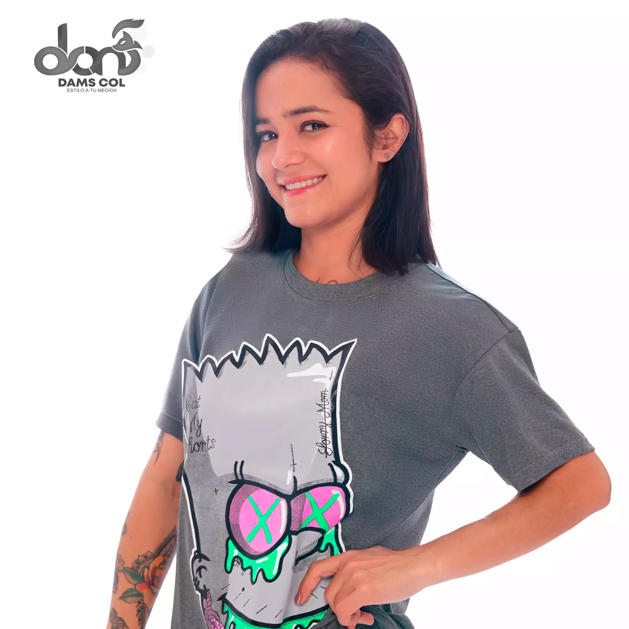 CAMISETA BART SIMPSON ZOMBIE  UNISEX COLOR GRIS DAMS COL