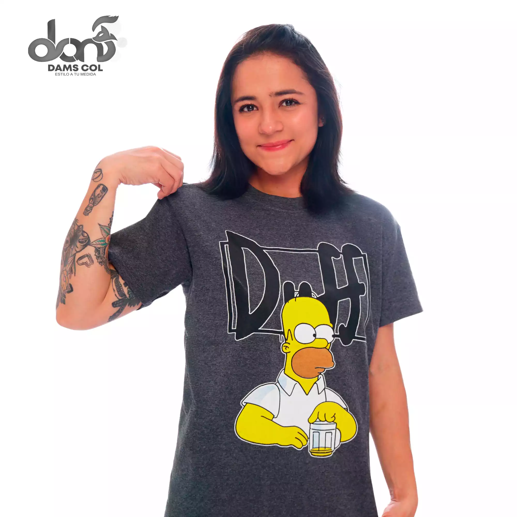 CAMISETA HOMERO SIMPSON DUFF  UNISEX COLOR GRIS DAMS COL