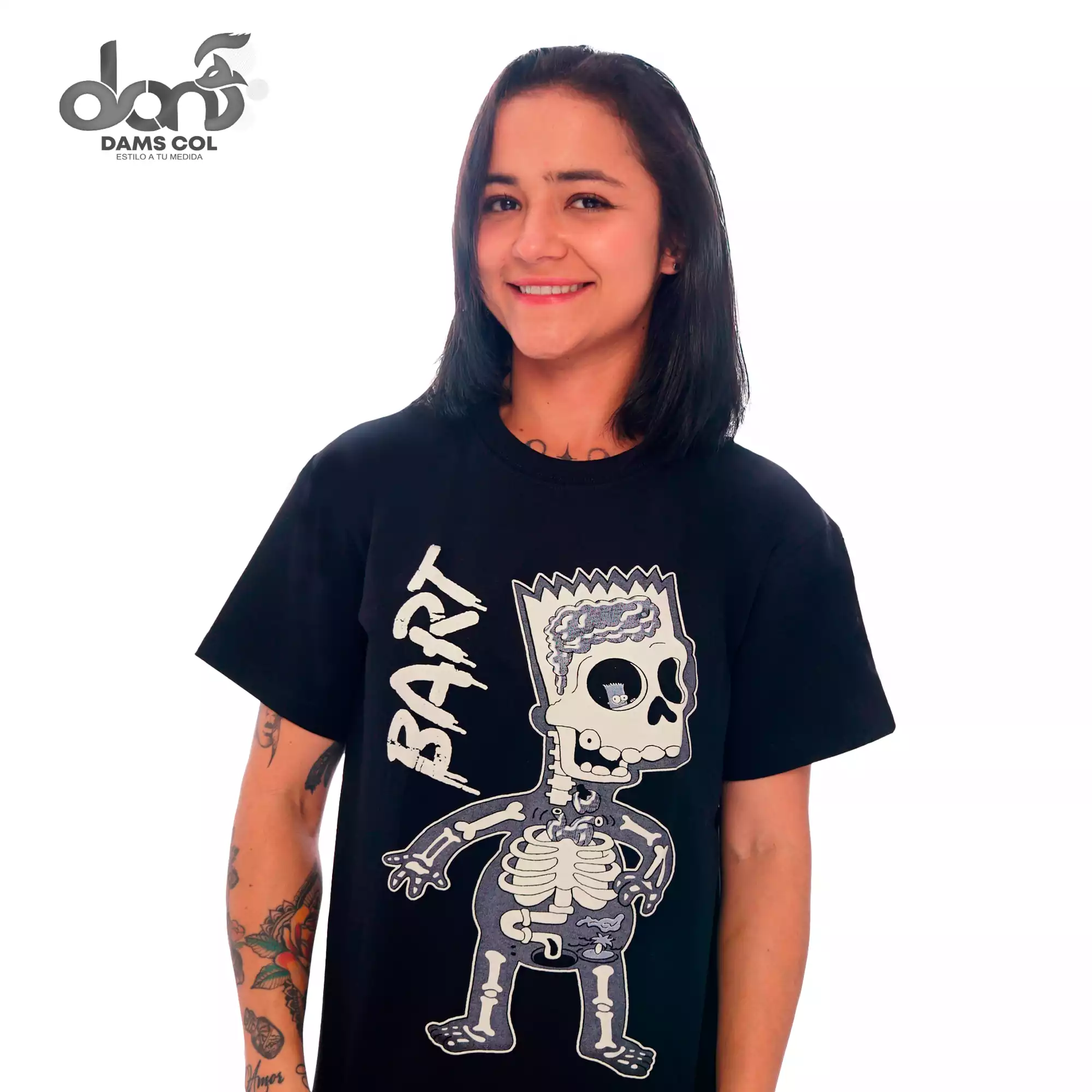 CAMISETA BART SIMPSON ESQUELETO  UNISEX COLOR GRIS DAMS COL