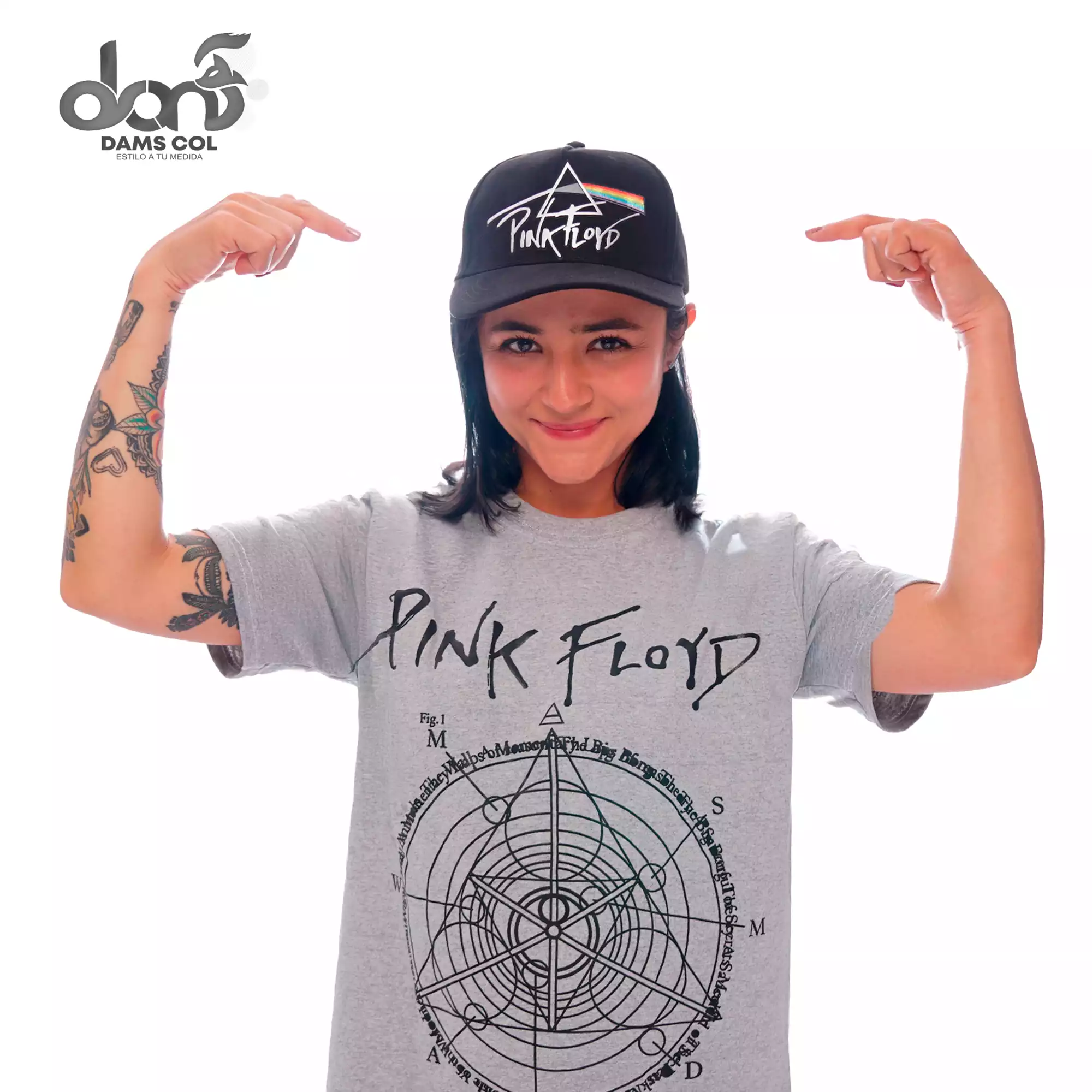 CAMISETA PINK FLOID UNISEX COLOR GRIS DAMS COL
