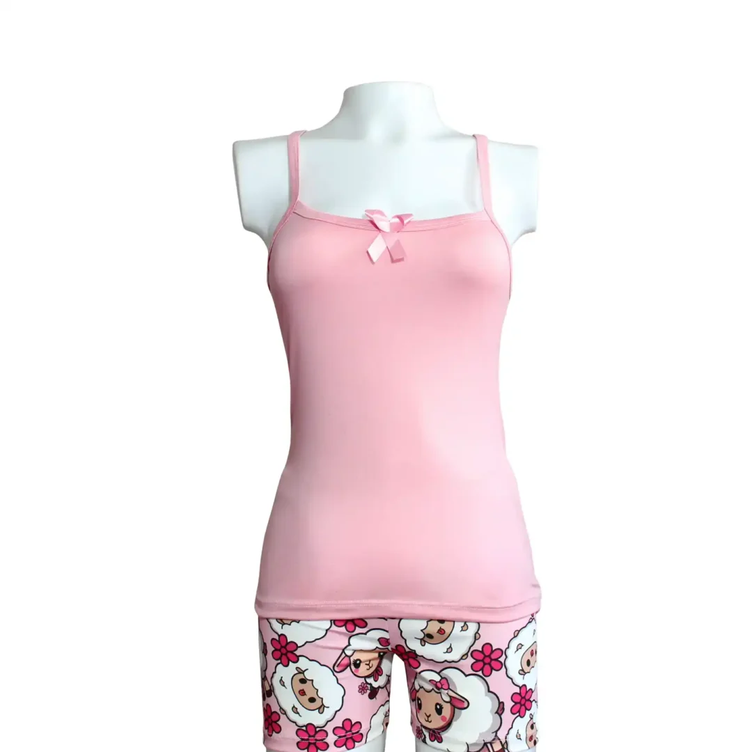 PIJAMA EN SHORT ROSA CON OVEJAS